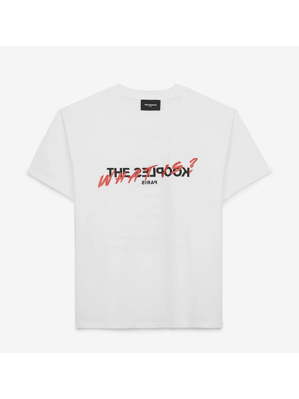 The Kooples Paris White “What Is?” Graphic Crewneck Tee T-Shirt- EU Size 2 - NWT
